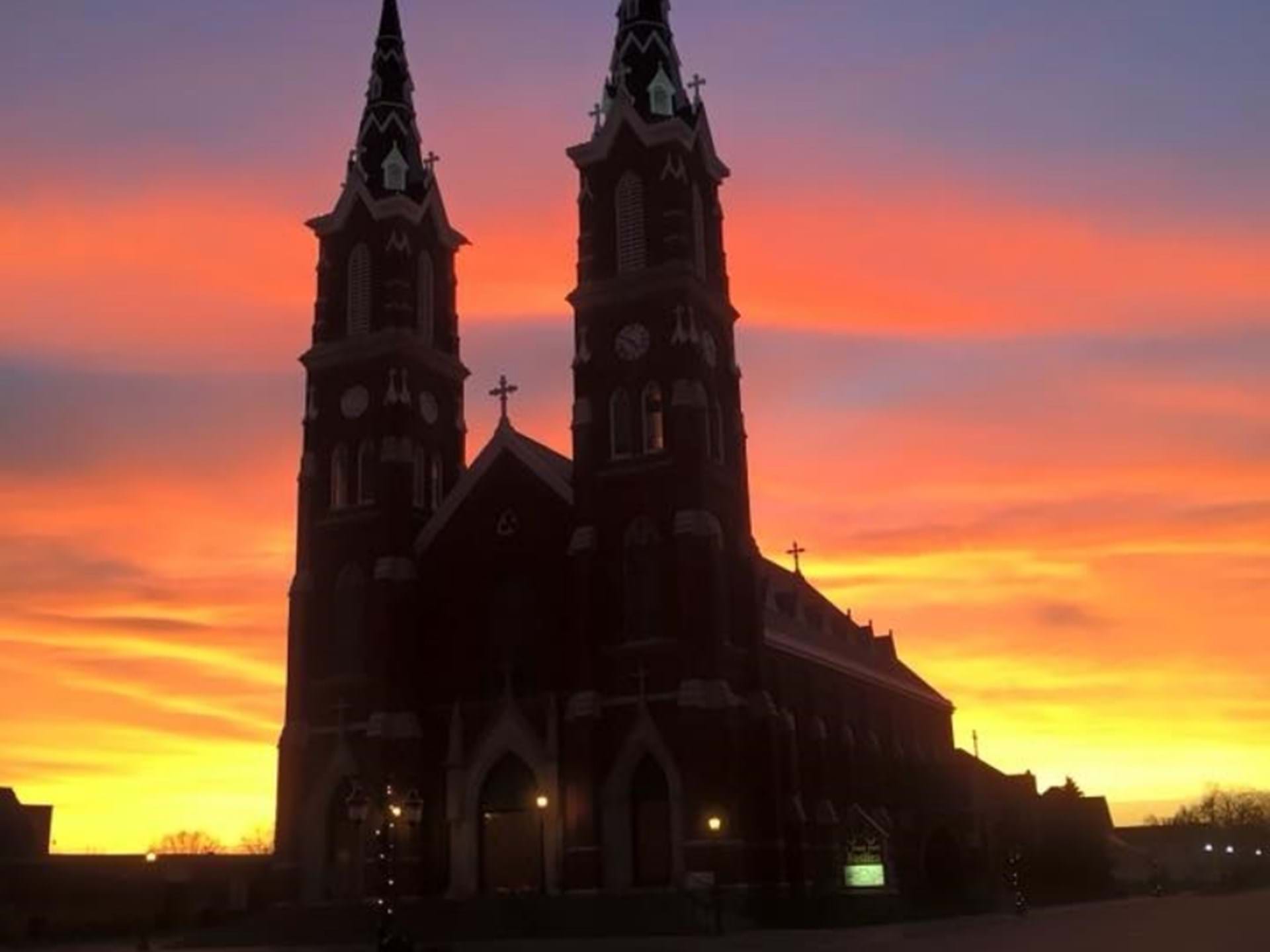 Basilica of St. Francis Xavier at sunset