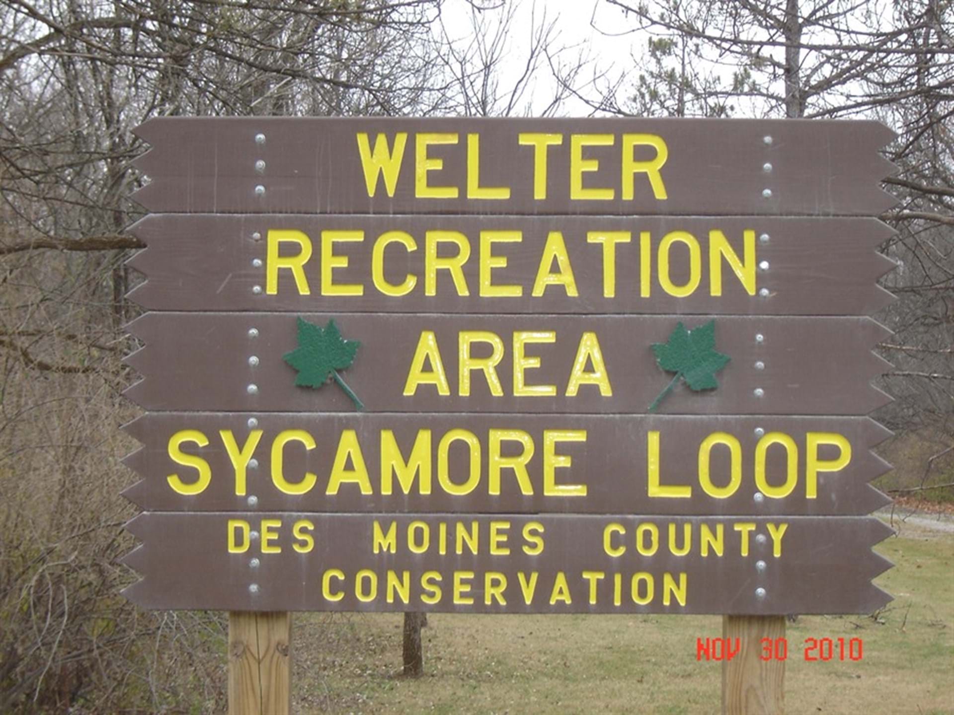 Welter Recreation Area sign