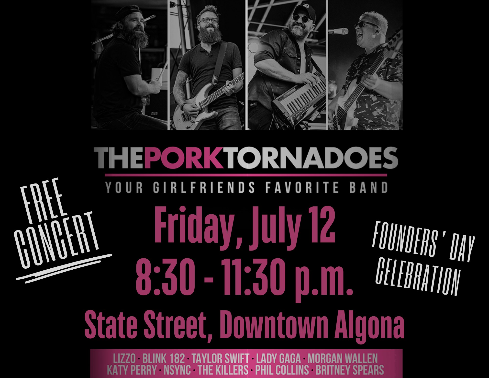 Founders' Day Live Music Entertainment The Pork Tornadoes Free