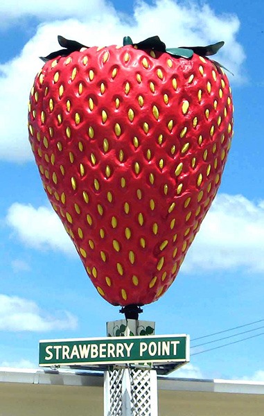 World's Largest Strawberry: Strawberry Point, Iowa