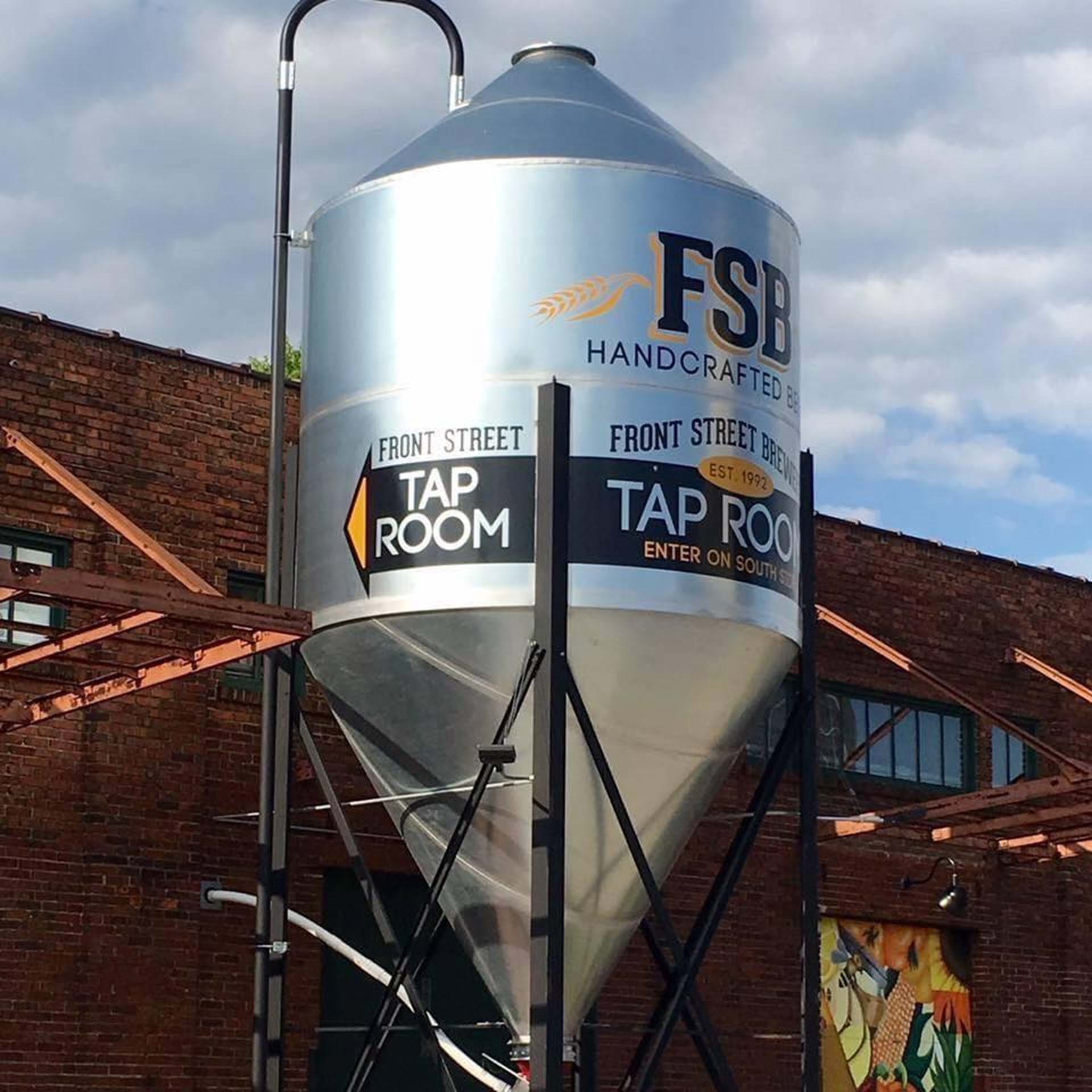 Look for the big silo on River Drive!