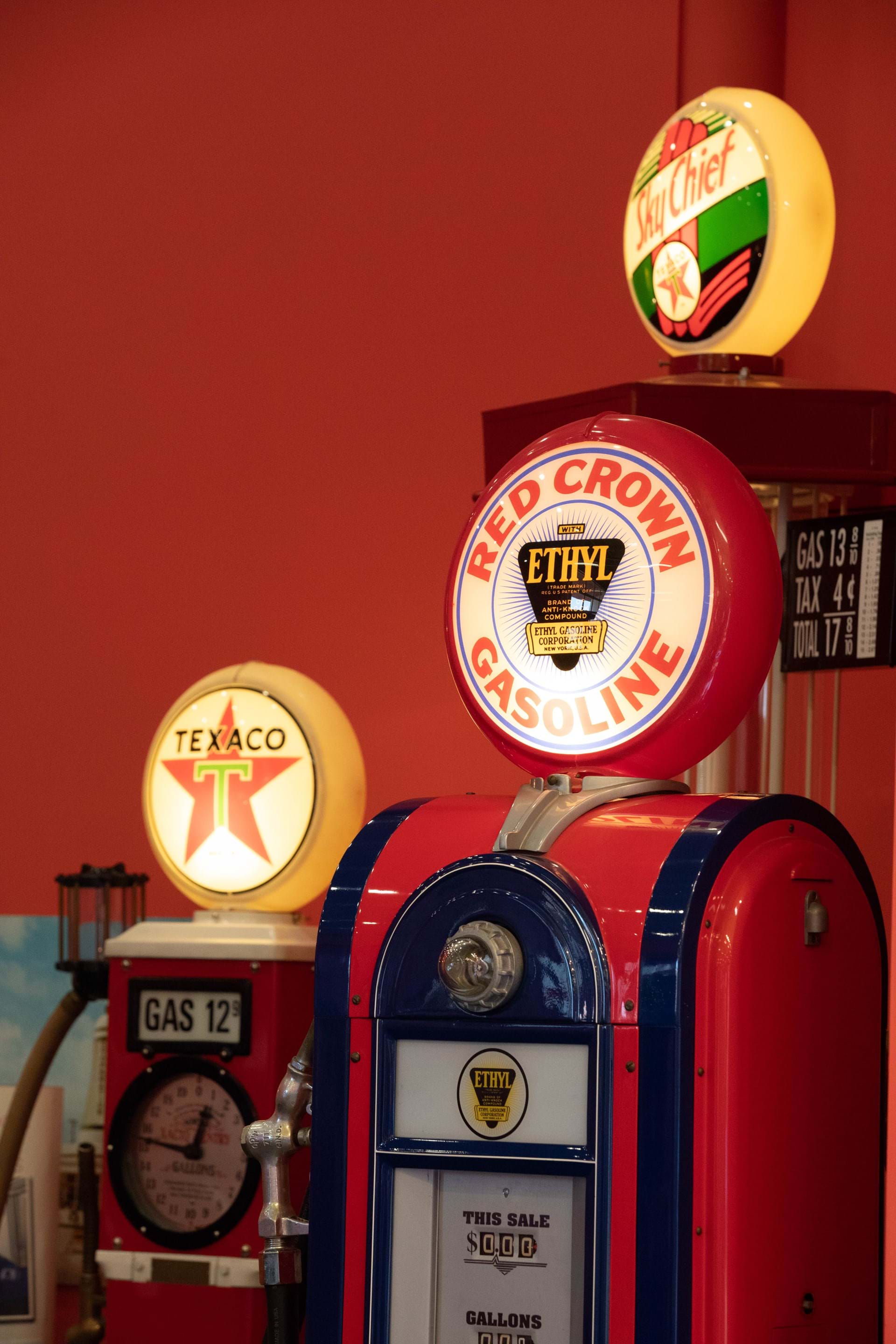 Lots of vintage gas pumps and signage to enjoy!