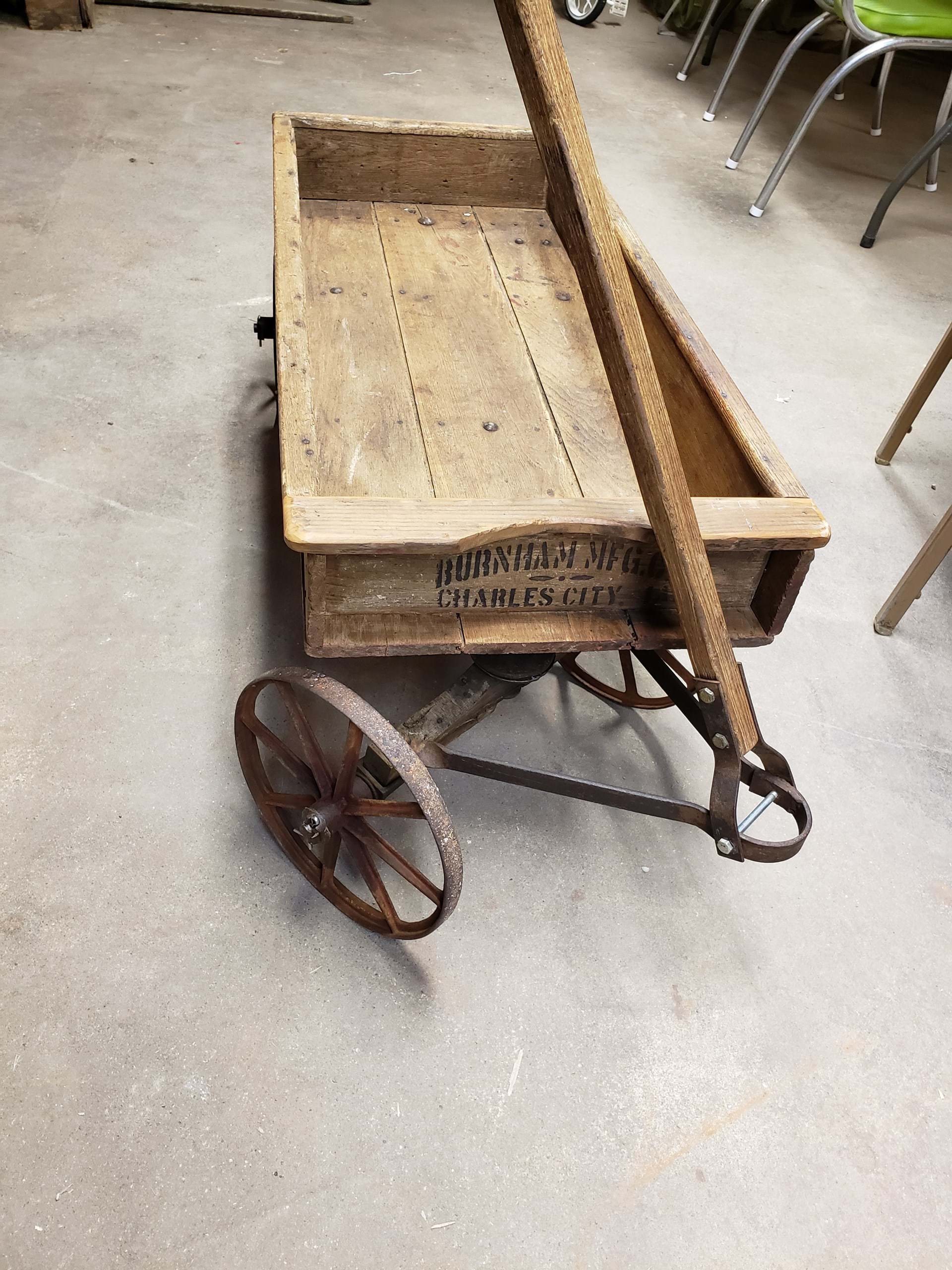 Charles City steel wheeled wood wagon