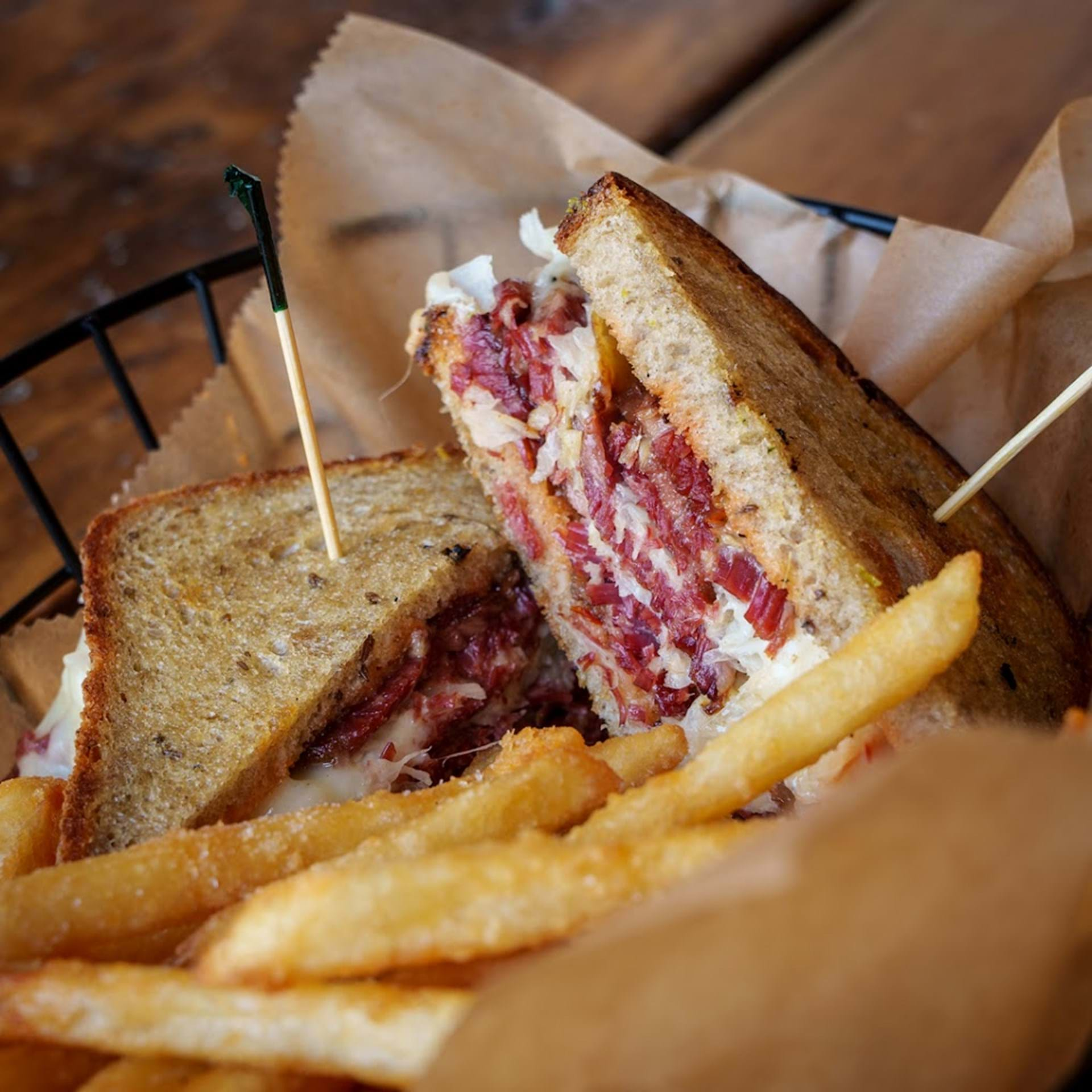 Big Grove Brewery Iowa City Food Fries Sandwhich