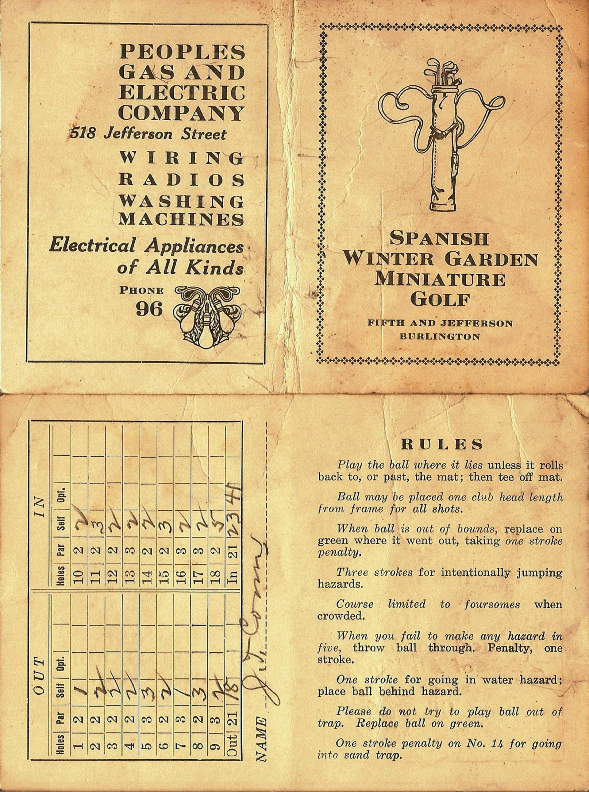 1930 score card!