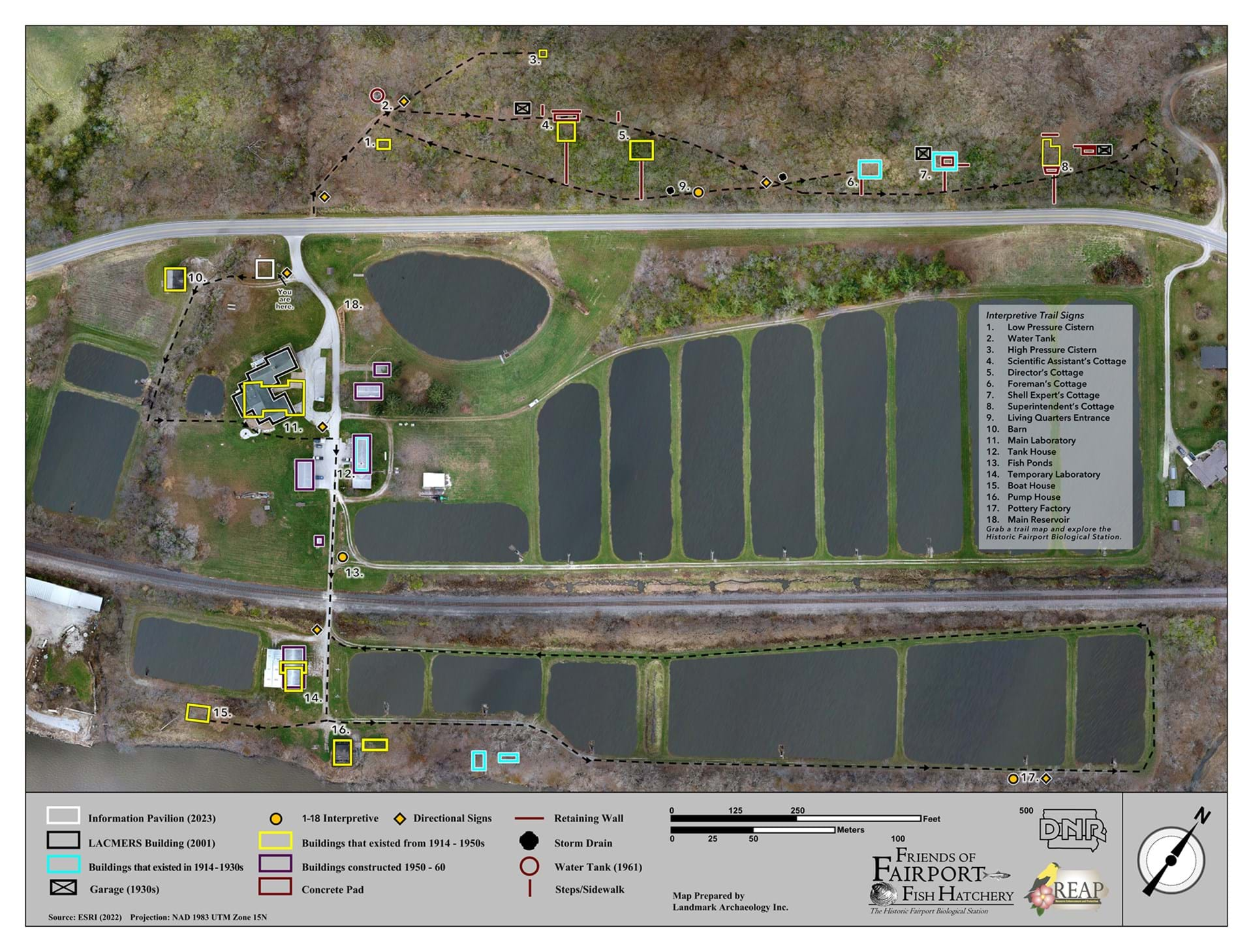 Trail Map for hiking the Interpretive Trail System at the Historic Fairport Fish Hatchery